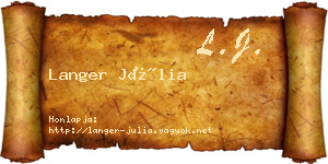 Langer Júlia névjegykártya